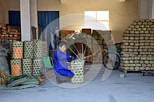 ANHUI PROVINCE, CHINA Ã¢â¬â CIRCA OCTOBER 2017: A Man working inside a tea factory